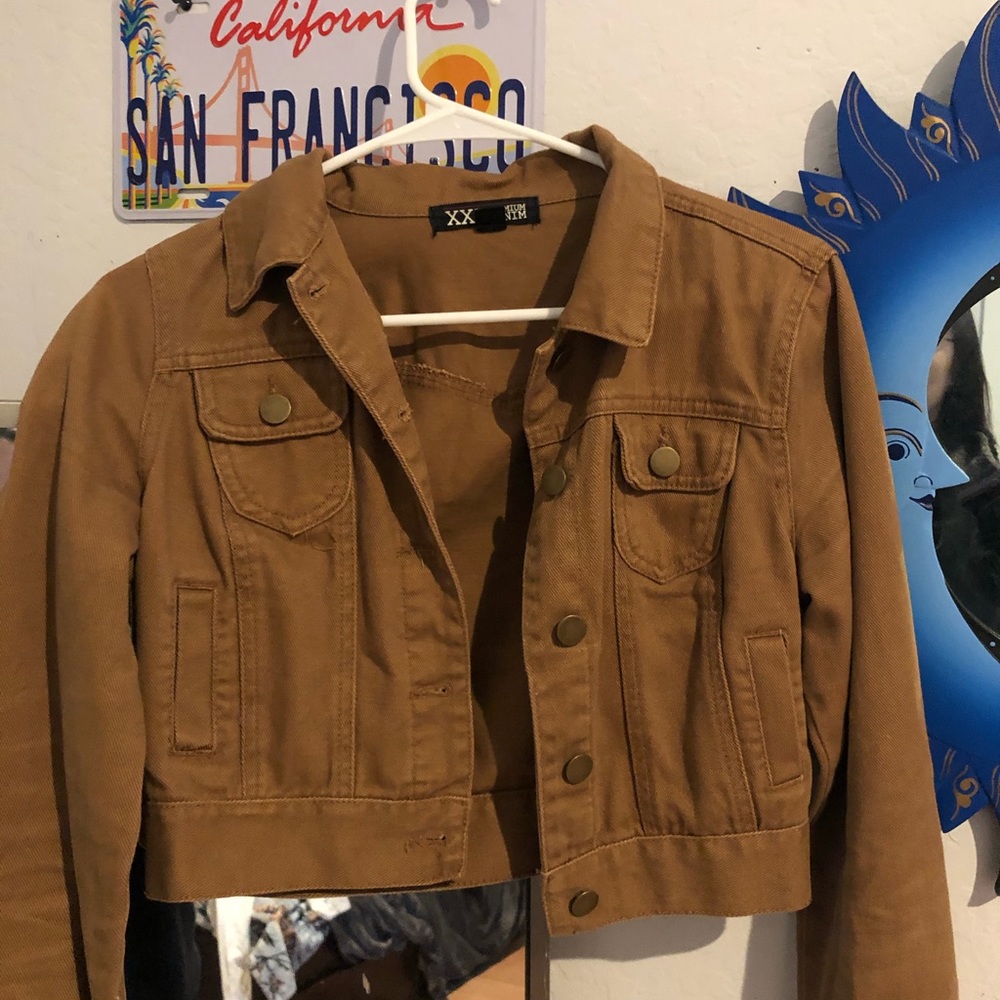 Brown cropped jean jacket